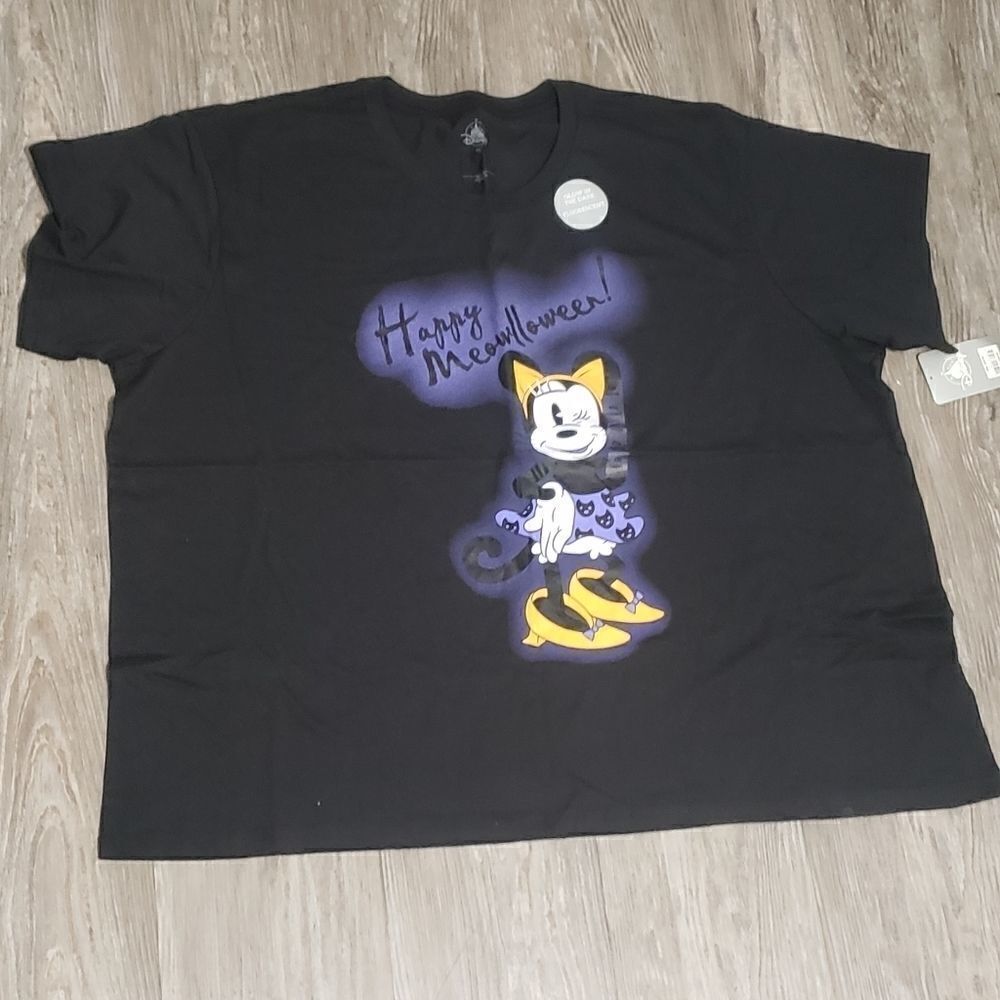 Disney Minnie Mouse Happy Meowlloween Women's Glow In The Dark Shirt Size 4XL.